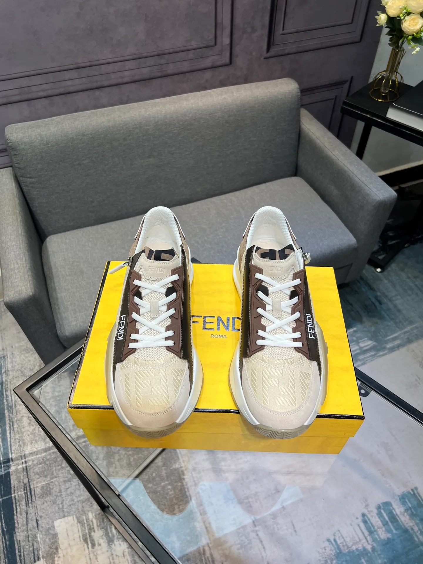 Men's shoes 💰540 FENDI men's fashionable casual shoes 👟Hot sale🔥 Official website 1:1 replica ⬆️Original quality - original leather - original breathable mesh lining original outsole 1:1 replica, code number 38-44 (45-46 customized)
